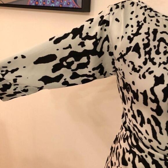 Diane Von Furstenberg DVF New Della Dress Paint Splatter Print Mint Green Black - Picture 12 of 13